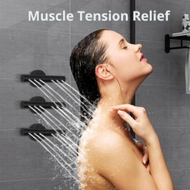 DOLGABA Shower Body Spray Jets Wall Mount Brass Shower Head with Aerator, 360° High Pressure Massage Bath Body Sprayer Nozzle Matte Black for Bathroom Shower System