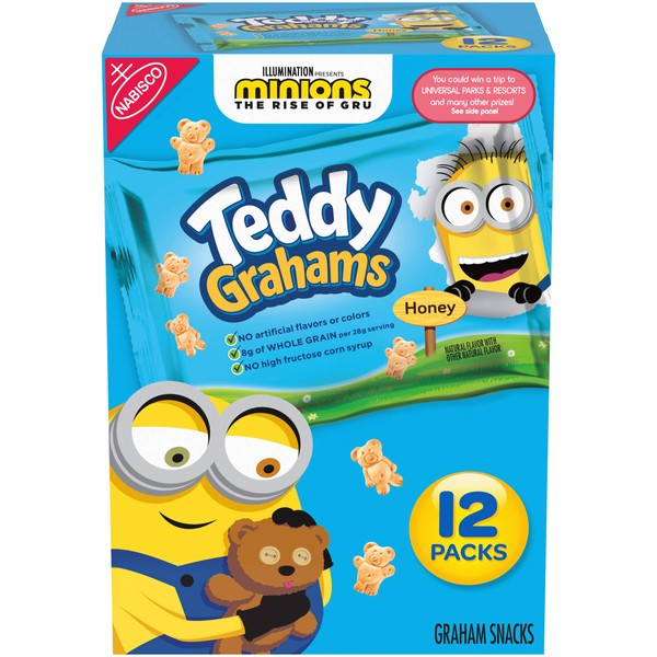 Teddy Grahams Honey Graham Snacks, 12 Snack Packs, 1 Ounce (Pack of 12)