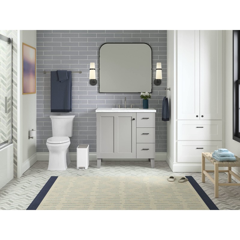 Kohler 20957-STW 2.5 Gallon Slim Step Trash Can, Bathroom Trash