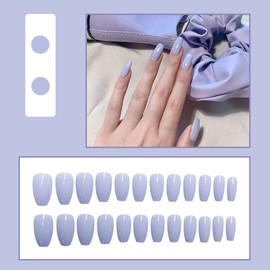 Light Blue 24pcs Medium Length False Nail Tips for Wedding, Party, Holiday, Dating, Prom, Daily Life