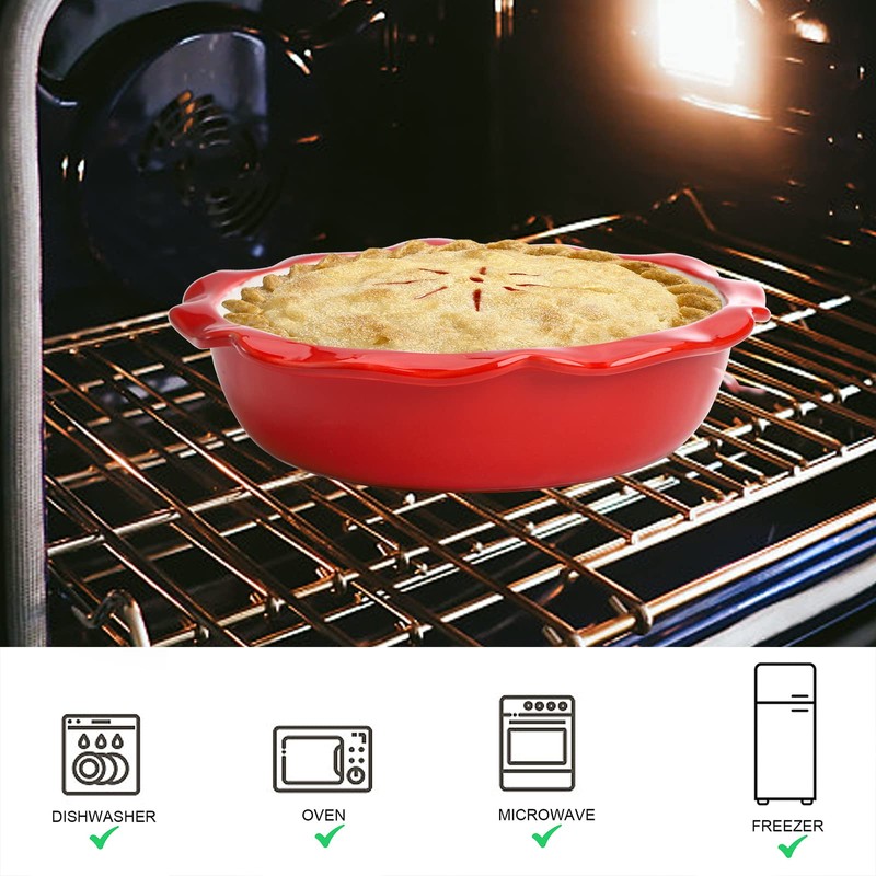 Lawei 4 Pack Ceramic Pie Pans, 6.5 inch Mini Pie