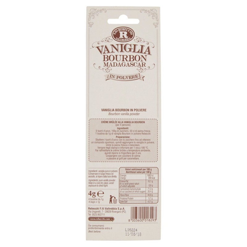 Rebecchi Vaniglia Polvere X4Pz Busta G1 - 4 G