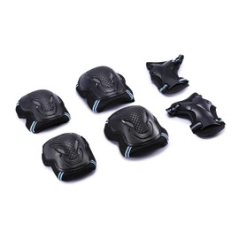 Selighting Protective Gear Set - 6 in 1 Adults Teens Kids Knee Elbow Pads Wrist Guards for Skateboarding Riding Cycling Scooter Rollerblading Roller Skating (M, Black+Blue)