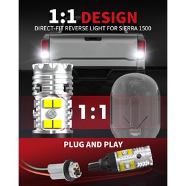 LASFIT 921 LED Reverse Backup Light Bulbs Fit for 2014-2021 GMC Sierra 1500, 6000K Cool White Super Bright OEM 912 W16W Replacement, 2 pcs