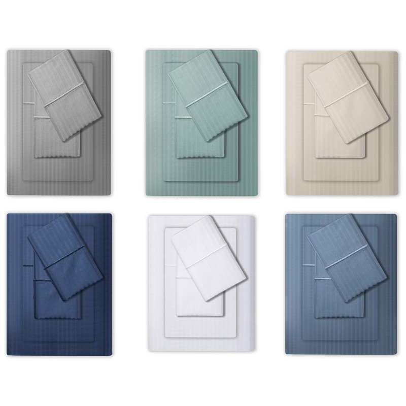 Feather & Stitch 500 Thread Count 100% Cotton Stripe Sheets