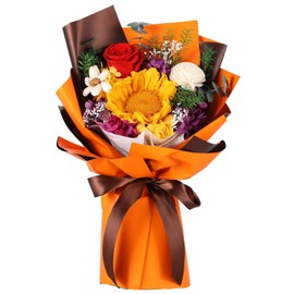Jtoder Forever Flowers for Delivery Prime, Preserved Long Lasting Orange Sunflower Bouquet for Mom Wife Girlfriend on Mothers Day Valentines Day Christmas Anniversary Birthday Gifts for Her