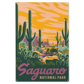 Lantern Press 10x15 Inch Wood Sign, Ready to Hang Wall Decor, Saguaro National Park, Arizona, Explorer Series, Saguaro