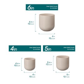 vancasso Ceramic Plant Pots, 4+5+6 inches, Set of 3, Planters with Drainage Hole, Flower Pots Planters Pots for Indoor Plants, Modern Indoor Decorative Garden Pot, Home Decor, Gray