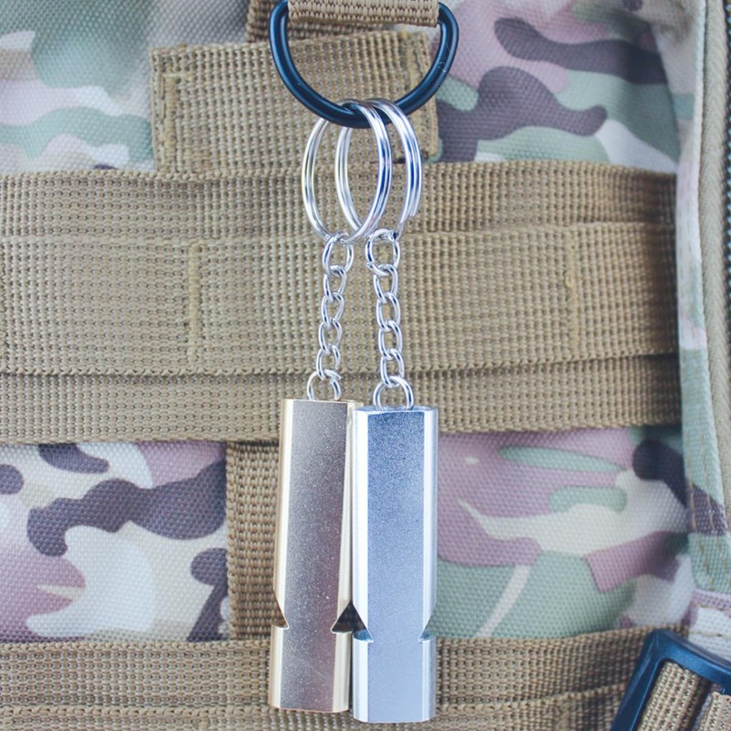 2 Pieces Emergency Whistle Outdoor Survival Safety Whistle Metal Keychain