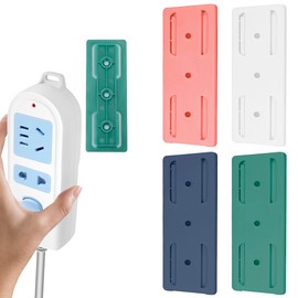 Umbrotiger Adhesive Power Strip Holder 4 Pack Wall Mount Surge Protector Organizer, Refrigerator Mounted Outlet Holder for Home Office, Multi Pack Space Saving Cable Management Kit (4 Colors)
