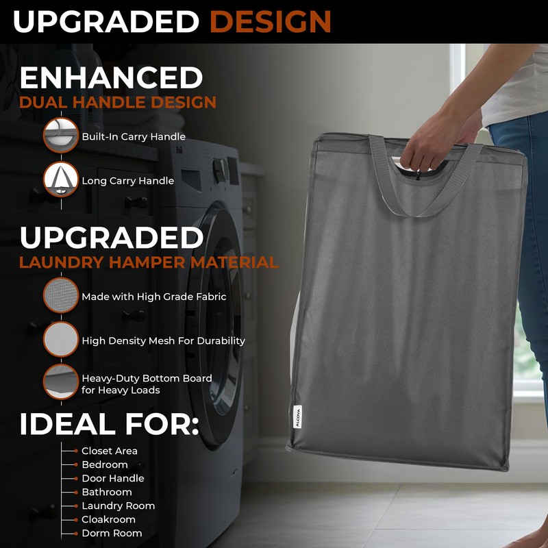 ALCOVA Hanging Laundry Hamper, Space-Saving Mesh Hanging Laundry Bag with