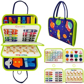 Goujfol Activity Board Montessori Spielzeug, Busy Board für Kinder, Schuhe Binden Lernen Kleinkinder Motorikbrett, Lernen Feinmotorik Brett und Grundleben Kleidungsfähigkeiten Baby (5 Seiten)