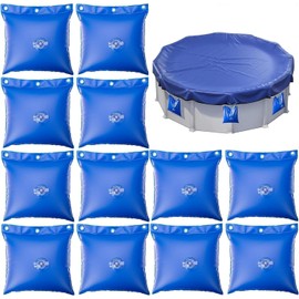 12 Pack Swimming Pool Cover Weights - 0.4 mm PVC Pool Cover Hanging Bag - Heavy-Duty Winter Water Tube for Above Ground Winter Pool Cover，11.5″L×11.5″W