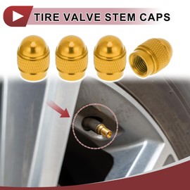 HEROFFIX 4 Pcs Mini Bullet Style Tire Valve Stem Caps Decorative Tyre Valve Dust Covers 7x17mm Gold Tone Aluminum Alloy