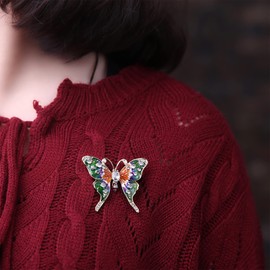 YUEMING 4Pcs Butterfly Brooch, Butterfly Brooches Purple, Vintage Brooch Corsage Butterfly Brooch Pin Badge Pin Rhinestones Crystal Brooches Scarf Clips for Women and Girls