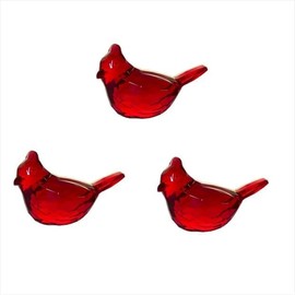 Zhhuoc 3 Pcs Red Acrylic Cardinal Figurine Home Decor Glass Red Bird Statue for Illuminated Home Display Collectible Figurines