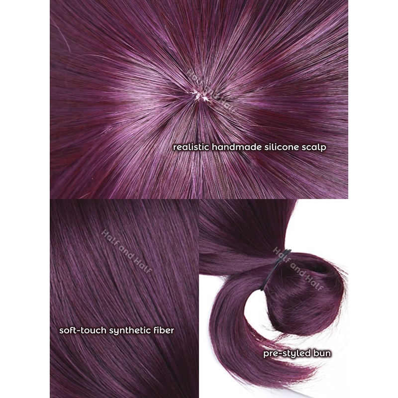 Reze Cosplay Wig Short Dark Purple Anime Cosplay Wigs with