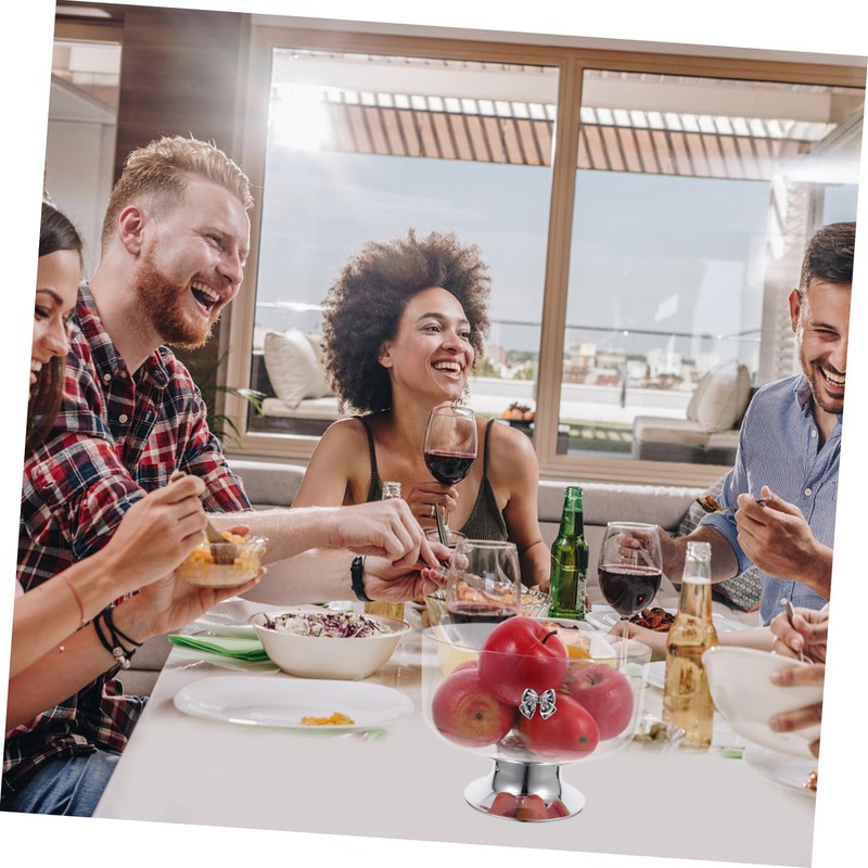 LABRIMP Footed Dessert Bowl Large Acrylic Fruit Bowl 20cm Tall