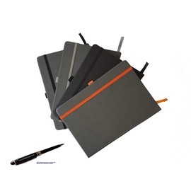 ImpecGear Classic Notebook/Writing Journal 5.5 x 8.25 Black Gray Orange Free Pen (Assorted Color-Pack of 4)