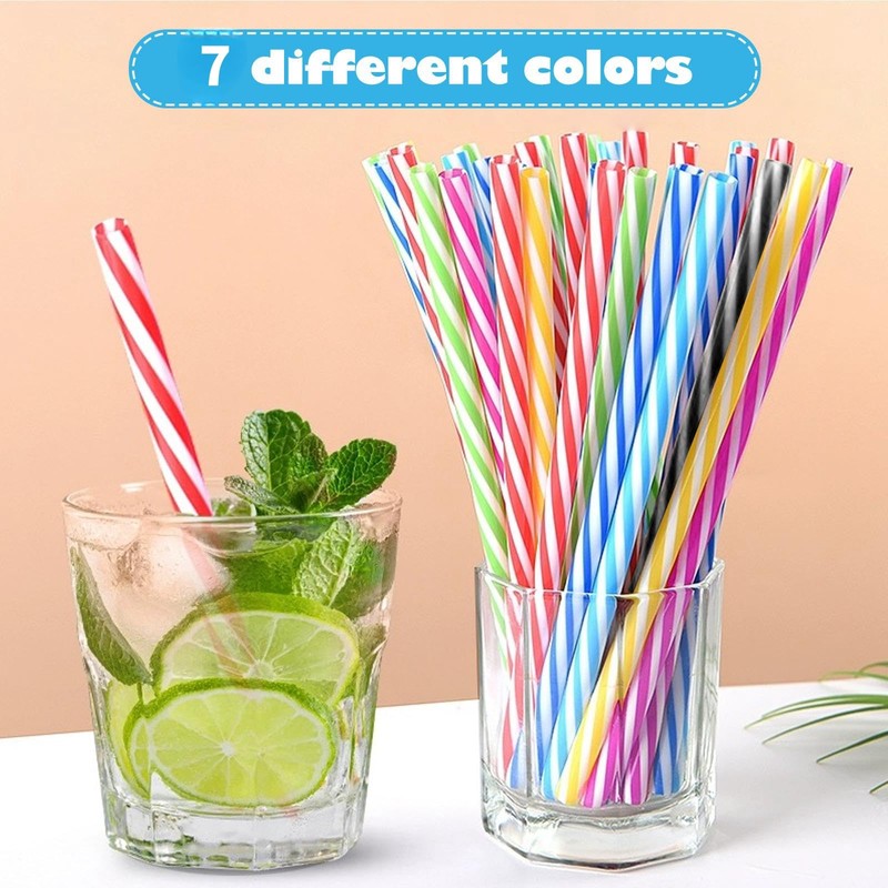 50pcs Reusable Plastic Straws,Drinking Plastic with Cleaning Brush,Dishwasher Safe,Reusable Hard