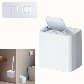 JEXYRON Wall Mounted Holder Fit for Clorox Toilet Wand, Compatible with Clorox Toilet Wand Holder only, Automatic Open and Closing Lid Design, White