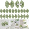 LiBongTa 3.5" Sage Green Satin Polyester Ribbon Bows with Rhinestone,
