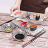 Relaxing Garden 6 piece sushi plate set, 10-inch ceramic rectangle