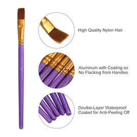 PATIKIL 10 Sets / 100 Pieces Nylon Paint Brushes Wholesale Great for Detail Painting with Acrylic, Oil and Watercolor Paints for Artists and Painting Enthusiasts Purple