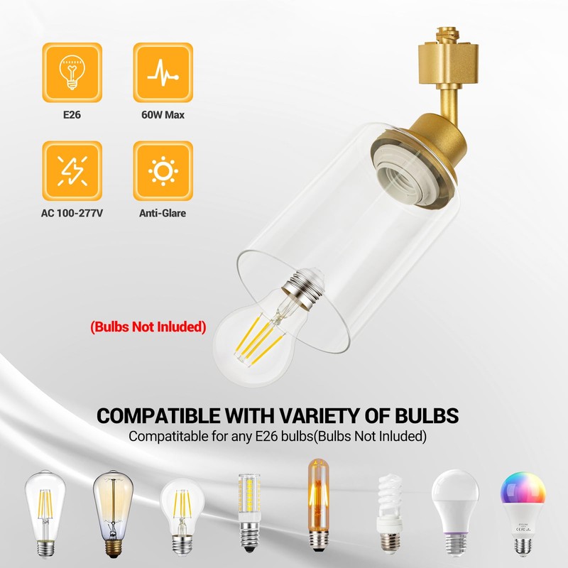 VANoopee H Type Track Lighting Heads E26 Track Light Ceiling