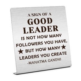 Leader Gifts for Women Men Home Office Desk Sign Gifts for Mentor Best Leader Gifts Thank You Gifts for Leader Boss Plaque Sign Desk Decor for Leader Christmas Birthday for Good Leader