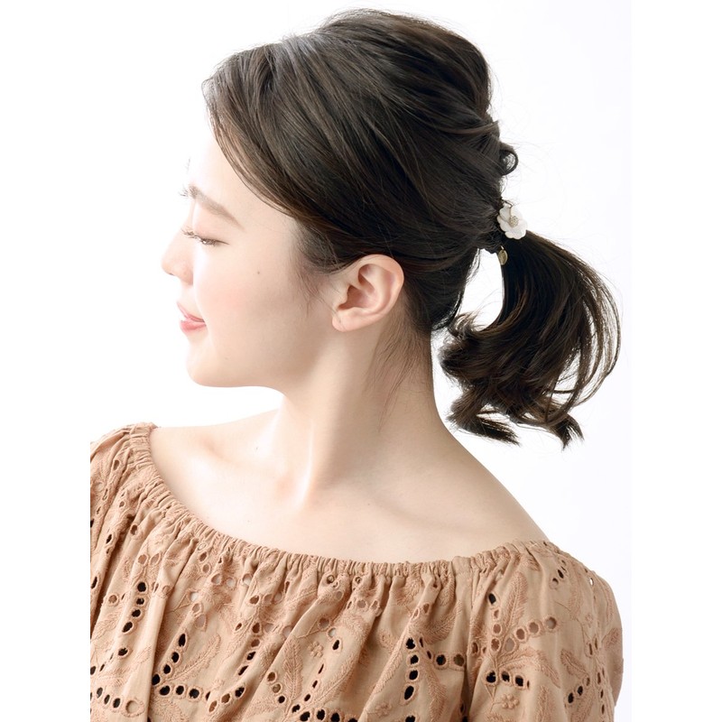 VINGTAINE H-973-CAFF Shell Flower Hair Cuff, Pony Hook, Flower Hair