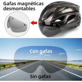 Shinmax Casco bicicleta, Casco para Bicicleta con gafas extraíbles y luz trasera LED, casco bicicleta de carretera especializado, casco bicicleta montaña ajustable/ligero ultraligero para hombres y mujeres casco ciclismo SM-T13