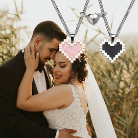 Matching Necklaces for Couples Heart Gifts for Couple Birthday Valentines Day Gifts for Couples Best Friend Necklace for 2 Half Heart Charm Necklace Gift for Couple Friends