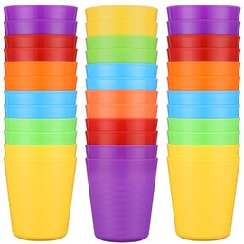 Eccliy Toddler Cups Kids Cups 8 oz Plastic Cups Reusable Cups Unbreakable Plastic Drinking Cups Tumblers for Kids Baby Toddlers, Dishwasher Safe, 6 Colors (36 Pcs)