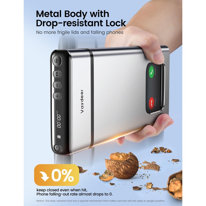 Vaydeer Metal Phone Lock Box, Cellphone Locker Box with Timer,