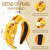 AHONEY Pearl Headband Knotted Headband for Women Girls, Rhinestone Top