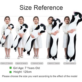 Giant Cat Pillow Plush Cartoon Kitty Sleeping Hugging pillow, Cuddly Soft Long Kitten Body Pillow Doll Cat Toy for Kids Girlfriend (Black, 90cm/35.4inch)