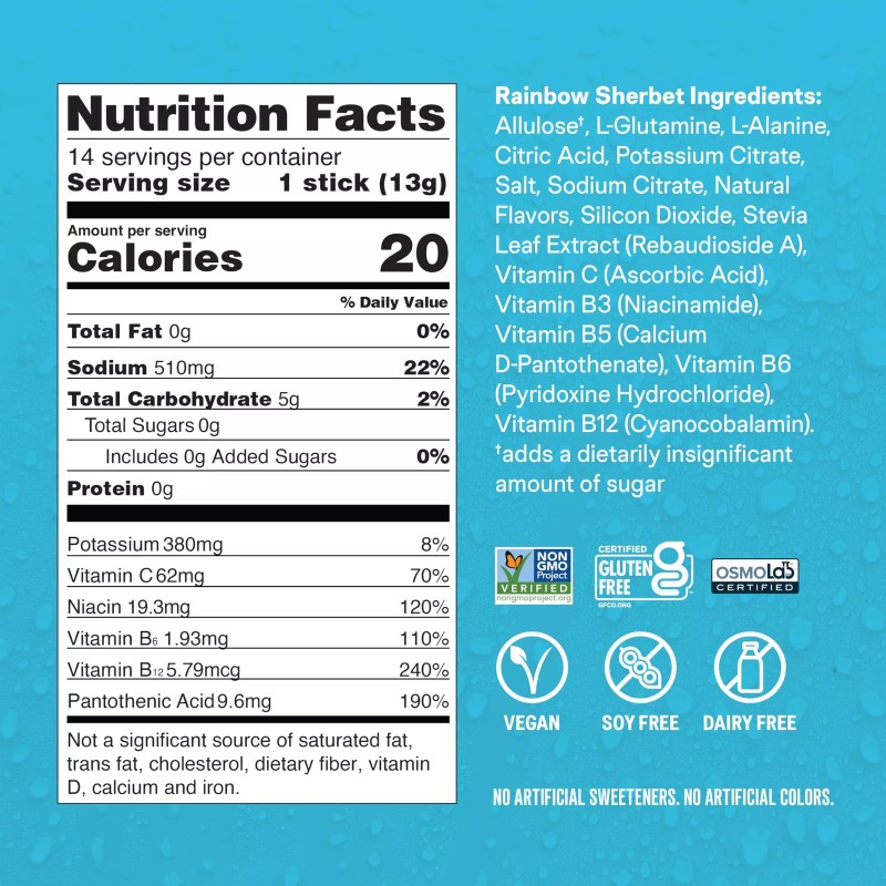 Liquid I.V. Sugar Free Hydration Multiplier Electrolyte Drink Mix Rainbow