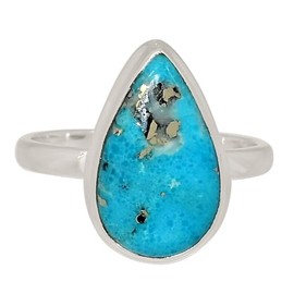 Xtremegems Natural Nishapur Persian Turquoise 925 Silver Ring Jewelry s.9 ALLR-30257