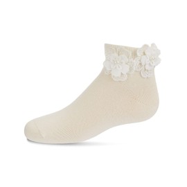 MeMoi Dual Flower Girls Cotton Blend Anklet Sock Winter White 6