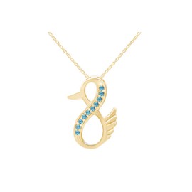 AFFY Simulated Blue Aquamarine Duck Infinity Pendant Necklace in 14K Yellow Gold Over Sterling Silver