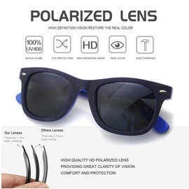 Hombre mujer polarizadas gafas de sol UV400 cara pequeña deporte madera azul gafas de sol