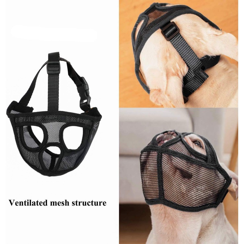 Anti-Biting Bulldog Pug Muzzle Adjustable Short Snout Dog Muzzle Breathable