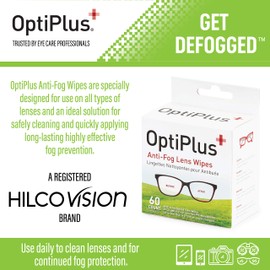 OptiPlus Anti Fog Lens Wipes l Pre-Moistened l Cleaning Wipes for Glasses, Laptops Screens, Smart Phones, Optical Lens, Goggles, Watch Screen and More l Defogging, Quick-Dry & Scratch-Free l 60 Count
