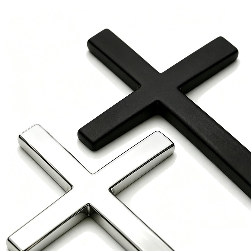 Rxwstt 2PCS Mixed Matte Black & Polished Silver Solid Metal