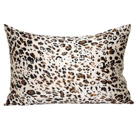 MANSPHIL Leopard Beige Print 100% Silk Pillowcase Queen Size, Hidden Zipper, 22 Momme Mulberry Silk Pillow Case for Hair and Skin, 20"x30"/1PC