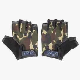 Miokkley Kids Fingerless Bike Gloves Ages 5-8, Camo Hunting Gloves for Boys Children Monkey Bars Rock Climbing Gloves Cycling Biking Fishing (Camo)