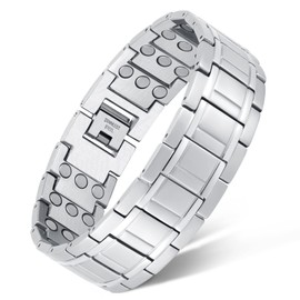 Feraco 3X Magnetic Bracelets for Men Titanium Steel Magnetic Bracelet with 3 Rows Magnets (Gunmetal)