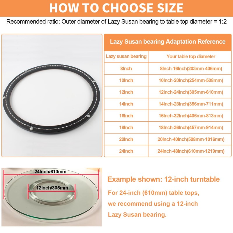 TamBee 20 Inch Lazy Susan Bearing Base, 450 lbs Load