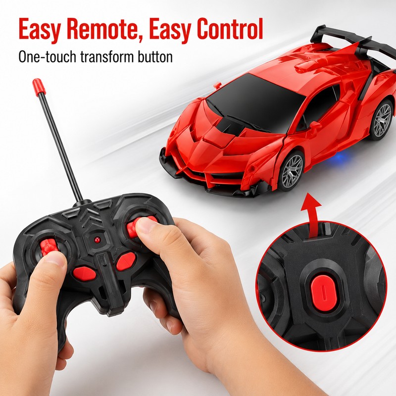2.4GHz RC Transforming Car Robot Toy – One-Button Deformation Racing